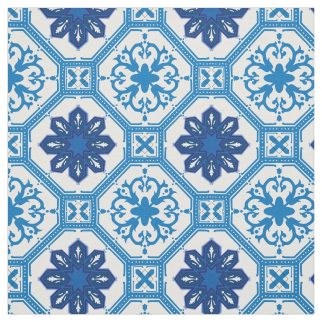 Tecido 💙 Belos Azulejos azuis, tamanho do azulejo XXL (Modelo)