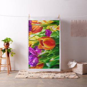 Tecido Belos Flores De Tulipas Em Primavera