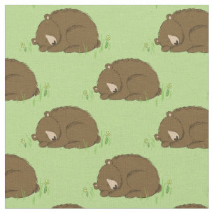 Tecido Berço Infantil de Aquarela de Urso Floresta Animal