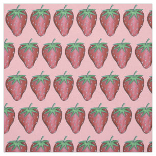 Tecido Berries de Verão de Morango Vermelho Cor-de-rosa