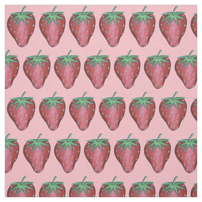 Tecido Berries de Verão de Morango Vermelho Cor-de-rosa (Modelo)