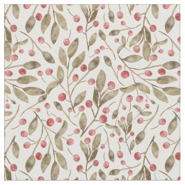 Tecido Berries e Botânicos de Aquarelas de Natal