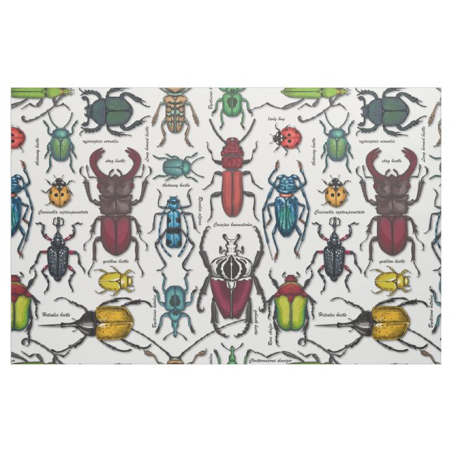 Tecido Besouros em branco (Fat Quarter)
