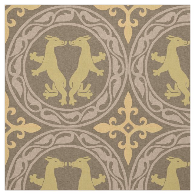 Tecido Bestas Bizantinas Ochre e Brown (Modelo)