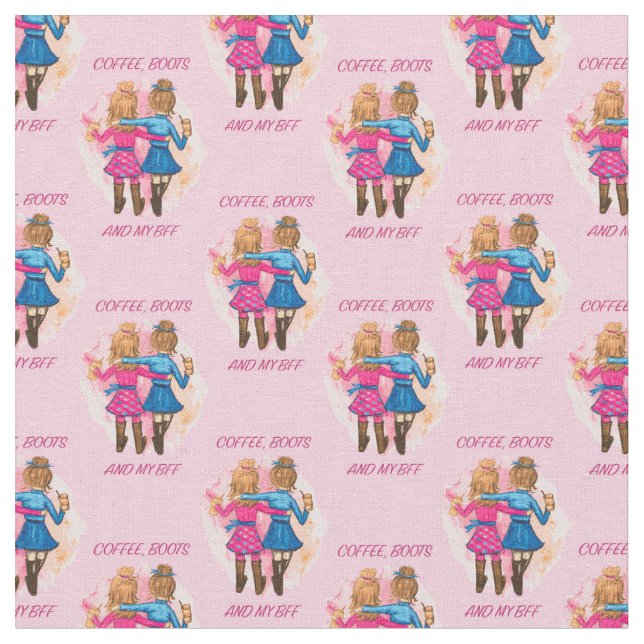 Tecido BFF - Melhores amigos Café, Boots E Meu BFF (Detalhe)