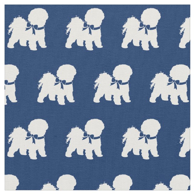 Tecido Bichon Frise Cachorro Silhout Marinho Azul (Detalhe)