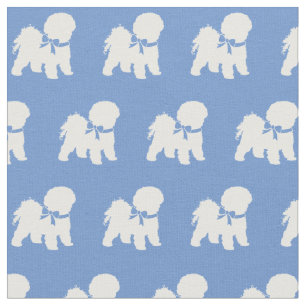 Tecido Bichon Frise Cachorro Silhout Pet Light Blue