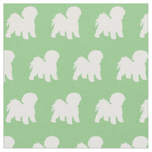 Tecido Bichon Frise Cachorro Silhout Pet Sage Green
