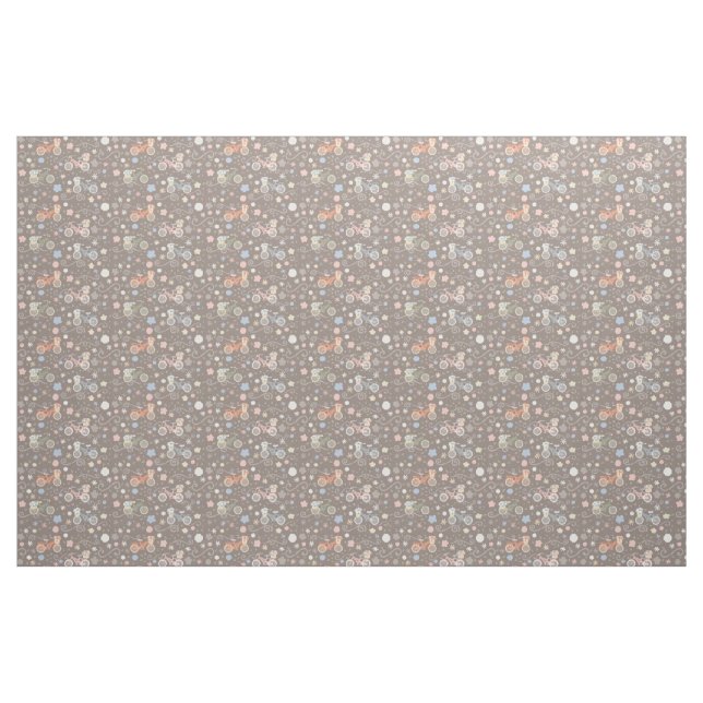 Tecido Bicicleta retro e flores (Fat Quarter)