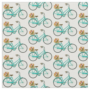Tecido Bicicleta Vintage com Algodão de Verão em Cesta Fl