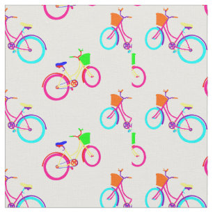 Tecido bicicletas brancas arco-íris, bicicletas coloridas
