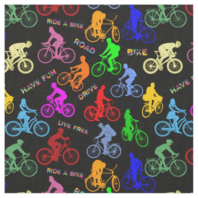 Tecido Bicicletas Coloridas E Cavaleiros (Detalhe)