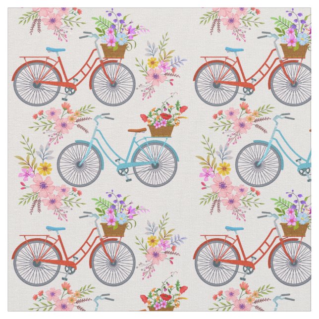 Tecido Bicicletas com Flores (Detalhe)