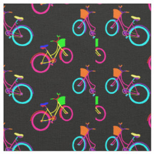 Tecido bicicletas preto arco-íris coloridas