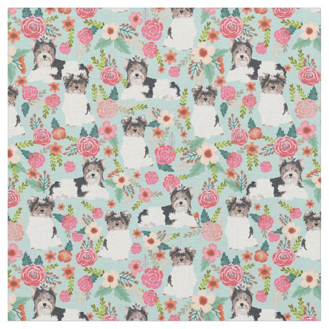 Tecido Biewer Terrier vintage florals azul (Detalhe)