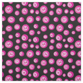 Tecido Bingo Lover Pink Bingo Balls Padrão em Preto