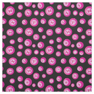Tecido Bingo Lover Pink Bingo Balls Padrão em Preto