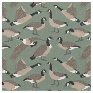 Tecido Bird Lovers Canada Geese Patterage Green