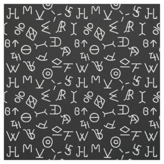 Tecido Black and White Cattle Brands Fabric