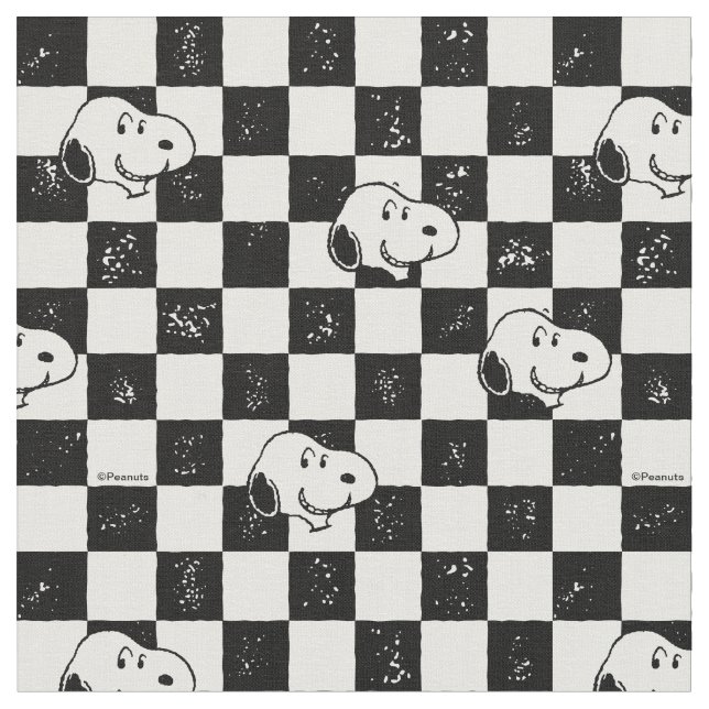 Tecido Black and White Snoopy Checkerboard (Detalhe)