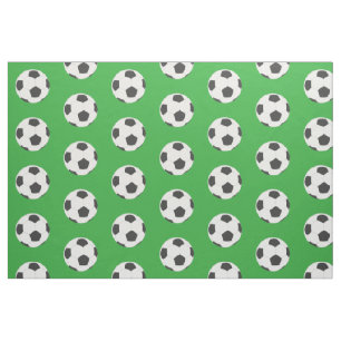 Tecido Black and White Soccer Balls on Green