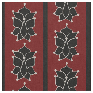 Tecido Black Batik Stripes Brick Red