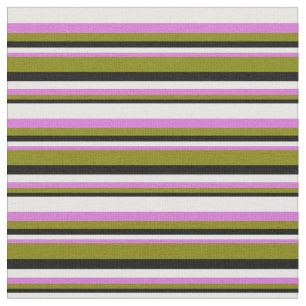 Tecido Black, Green, Orchid e White Stripes