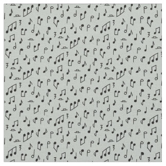 Tecido Black Music Notes on Grey