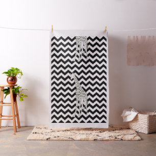 Tecido Black Safari Chevron com Pop Art Giraffe L em esca