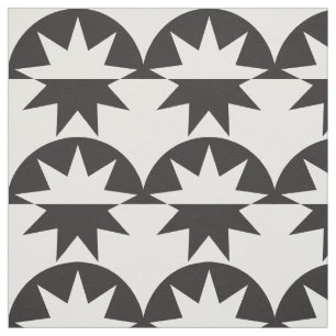 Tecido Black White Deco Star Sunburst