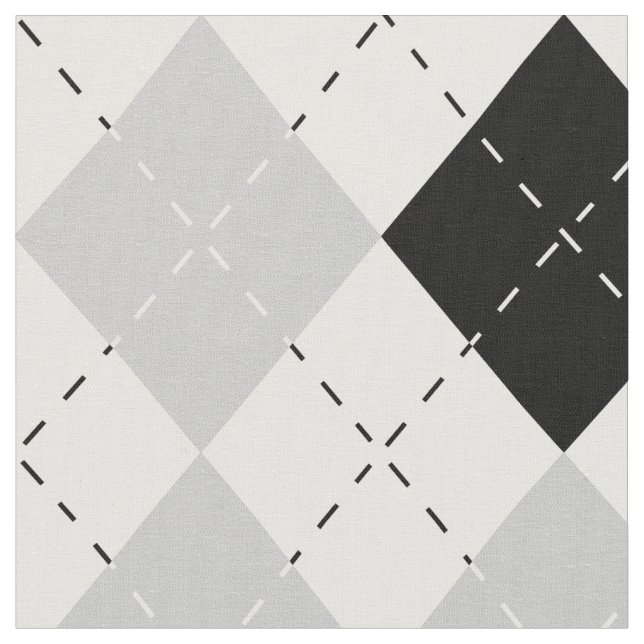 Tecido Black White e Cinza Argyle (Detalhe)