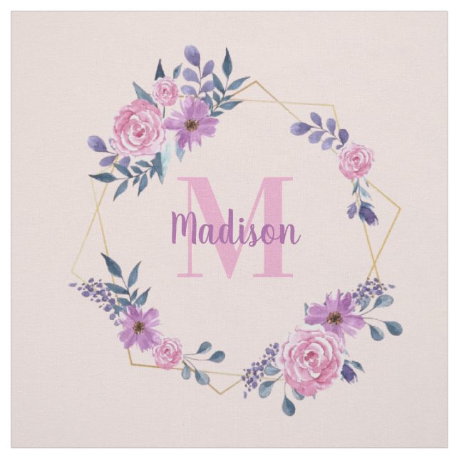 Tecido Bloco de Colcha Personalizado com Nome Monograma (Modelo)