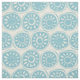 Tecido bloco de flores marfim azul