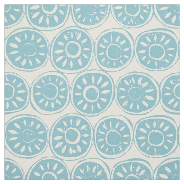 Tecido bloco de flores marfim azul (Modelo)