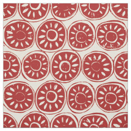 Tecido bloco de flores marfim vermelho