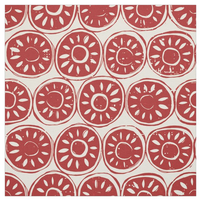 Tecido bloco de flores marfim vermelho (Modelo)