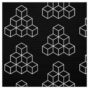 Tecido Blocos Geométricos - Branco em Preto