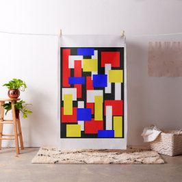 Tecido Blocos Geométricos Vermelho, Amarelo, Preto e Azul