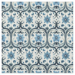 Tecido Blue Floral Art Nouveau
