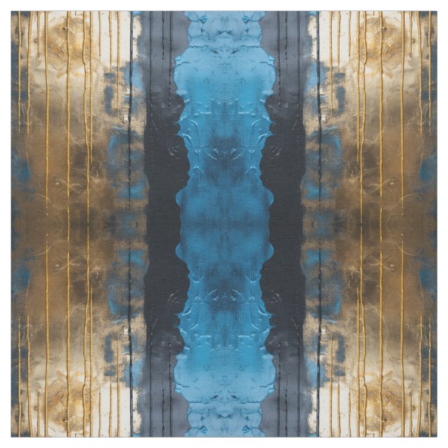 Tecido Blue Gold Abstract Seamless Pattern Fabric (Modelo)