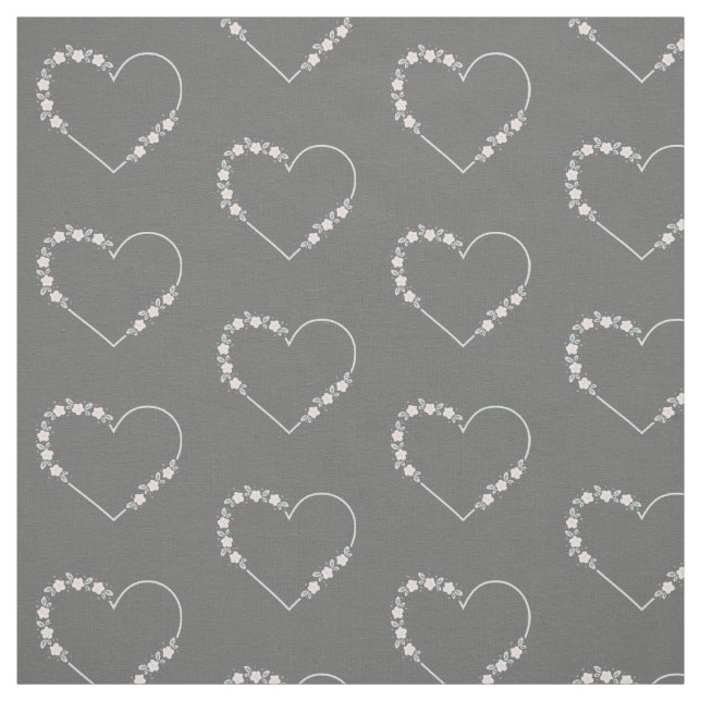 Tecido Blue & Pink Minimalist Floral Heart on Grey (Modelo)