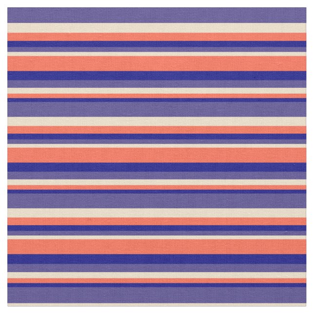 Tecido Blue, Red, Tan e Dark Slate Blue Stripes (Detalhe)