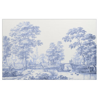 Tecido Blue Toile Vintage Barco Pastoral Francês Clássico