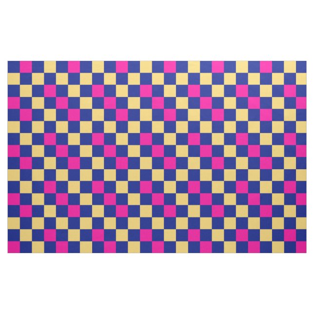 Tecido Blue Yellow Pink Checkered Pattern Design  (Fat Quarter)