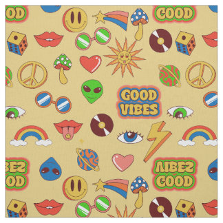 Tecido boas vibrações alienígena pop art groovy anos 1970