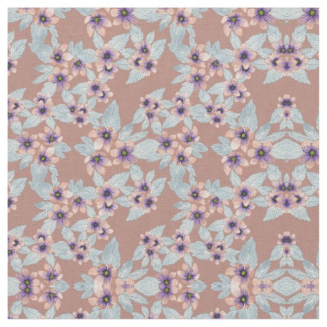 Tecido Boêmia Terracotta Flores Rosa Aquarela (Detalhe)