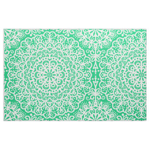 Tecido Boêmian Mandala White Lace em Verde Escuro
