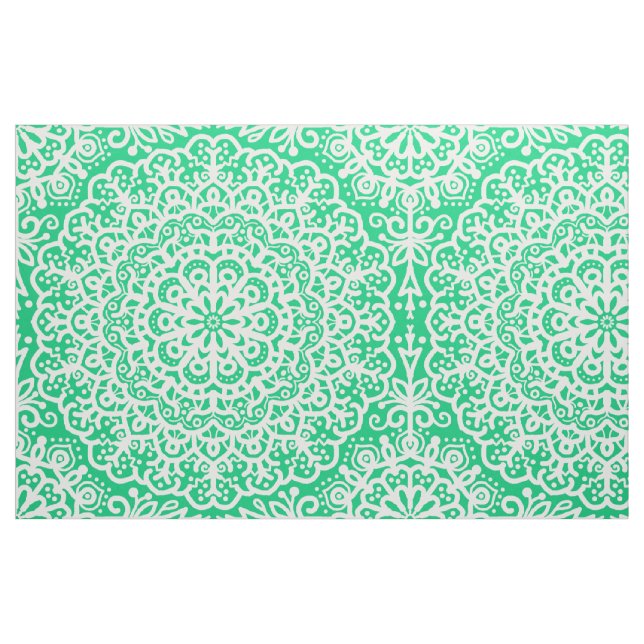 Tecido Boêmian Mandala White Lace em Verde Escuro (Fat Quarter)