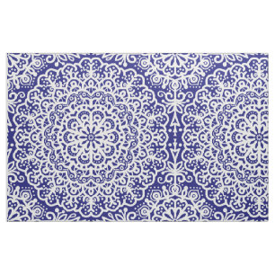 Tecido Bohemian Mandala White Lace em Blue Jewel Tone