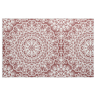 Tecido Bohemian Mandala White Lace em Burgundy Jewel Tone